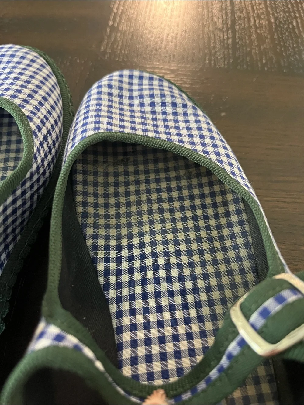 SantM Mary Jane Furlane Flats Navy Gingham Size 37 / US 7